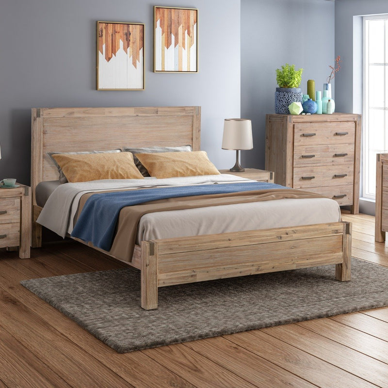 Java Wooden Double Bed Frame Oak - Furniture > Bedroom - Rivercity House & Home Co. (ABN 18 642 972 209) - Affordable Modern Furniture Australia