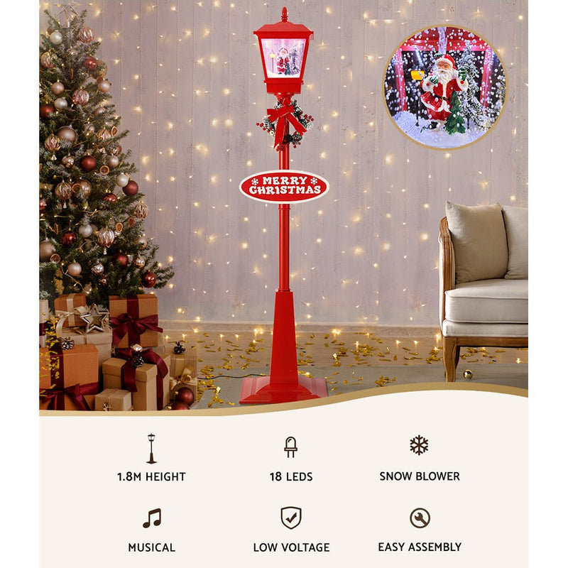 Christmas Lamp Post Light with Falling Snow Red - Occasions > Christmas - Rivercity House & Home Co. (ABN 18 642 972 209) - Affordable Modern Furniture Australia