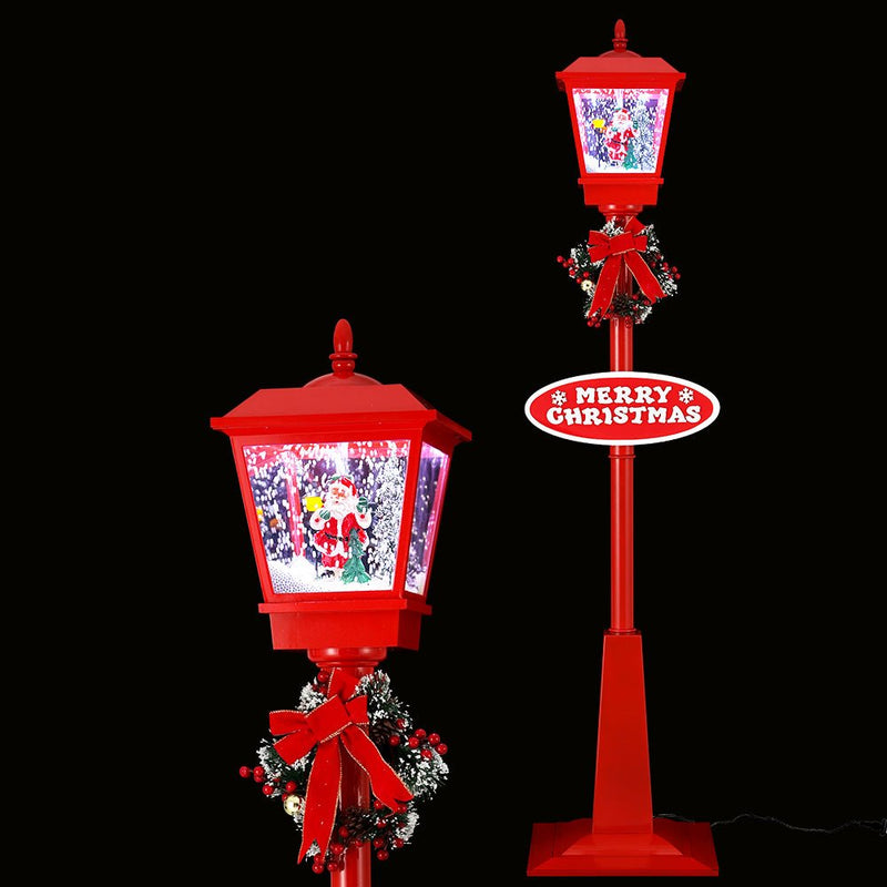 Christmas Lamp Post Light with Falling Snow Red - Occasions > Christmas - Rivercity House & Home Co. (ABN 18 642 972 209) - Affordable Modern Furniture Australia