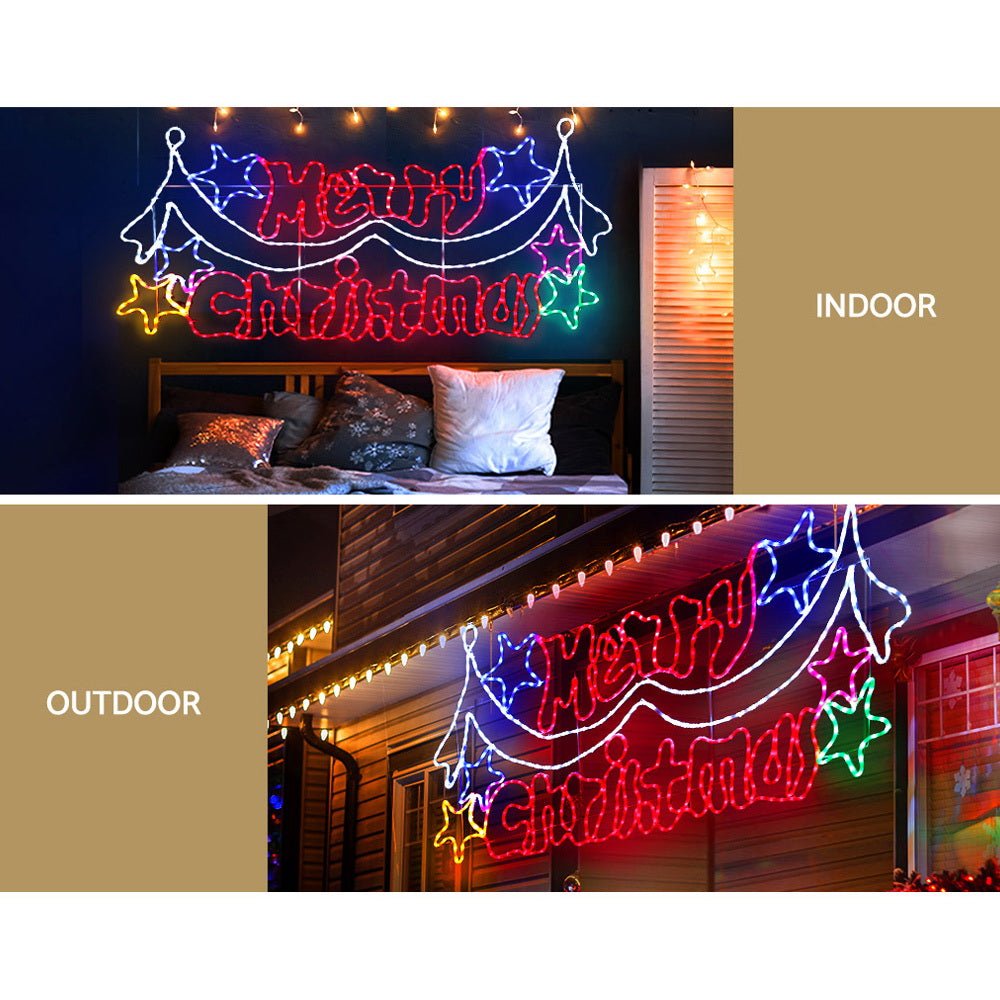 1.9M LED Merry Christmas lights Motif Light Outdoor Decorations - Rivercity House & Home Co. (ABN 18 642 972 209) - Affordable Modern Furniture Australia