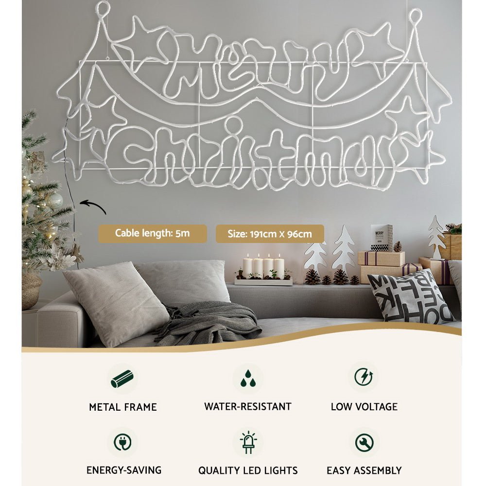 1.9M LED Merry Christmas lights Motif Light Outdoor Decorations - Rivercity House & Home Co. (ABN 18 642 972 209) - Affordable Modern Furniture Australia