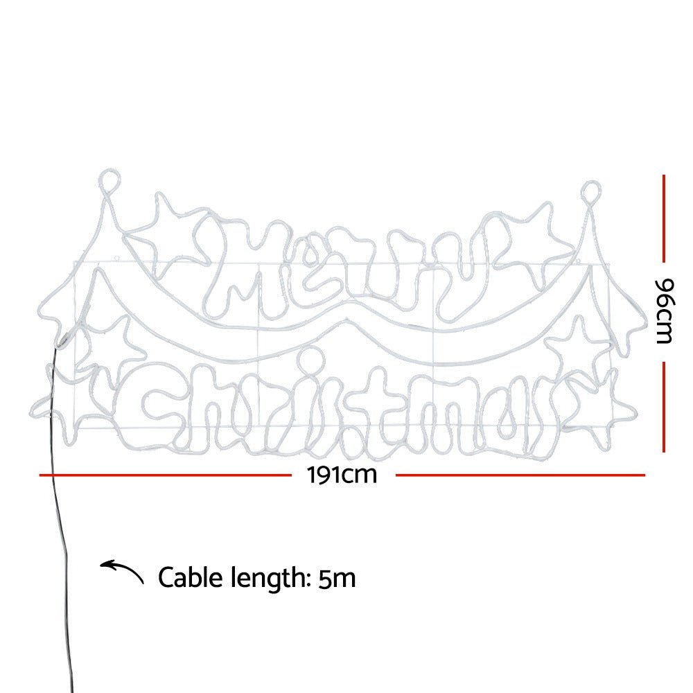 1.9M LED Merry Christmas lights Motif Light Outdoor Decorations - Rivercity House & Home Co. (ABN 18 642 972 209) - Affordable Modern Furniture Australia
