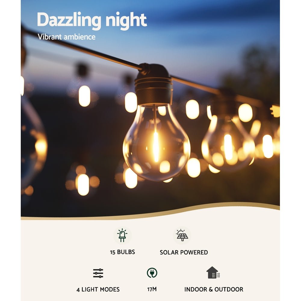 34m Solar Festoon String Lights Outdoor Christmas Light 30 LEDs - Home & Garden > Lighting - Rivercity House & Home Co. (ABN 18 642 972 209) - Affordable Modern Furniture Australia