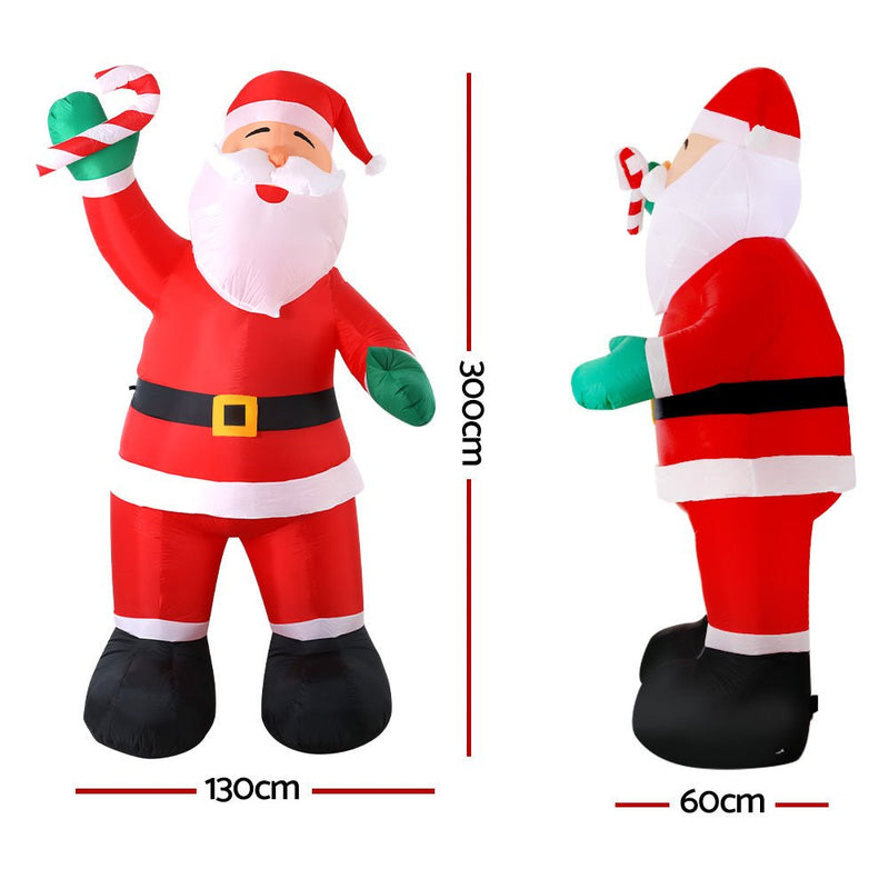 Jingle Jollys 3M Christmas Inflatable Santa Xmas Outdoor Decorations LED Lights - Occasions > Christmas - Rivercity House & Home Co. (ABN 18 642 972 209)