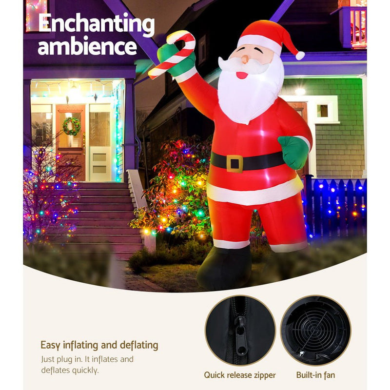 Jingle Jollys 3M Christmas Inflatable Santa Xmas Outdoor Decorations LED Lights - Occasions > Christmas - Rivercity House & Home Co. (ABN 18 642 972 209)