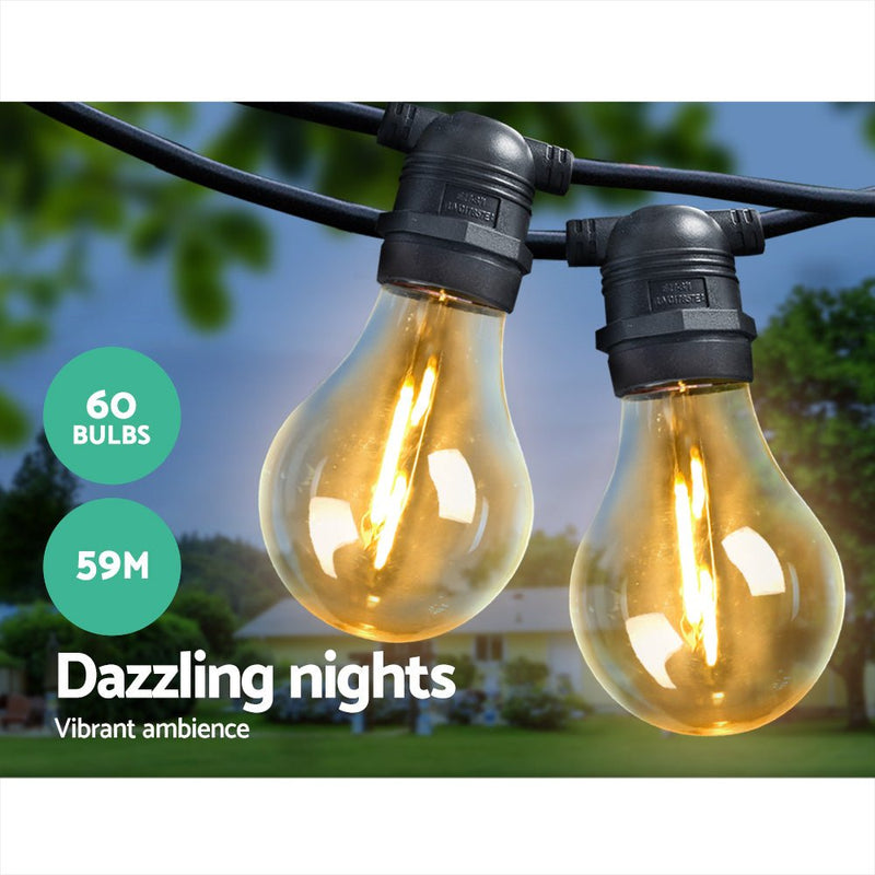 59m Festoon String Lights LED Outdoor Wedding Party Garden Decor - Occasions > Lights - Rivercity House & Home Co. (ABN 18 642 972 209) - Affordable Modern Furniture Australia