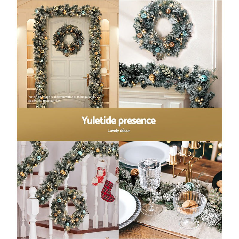 Pre Lit Frosted Snow Christmas Garland with Wreath Set - Occasions > Christmas - Rivercity House & Home Co. (ABN 18 642 972 209) - Affordable Modern Furniture Australia