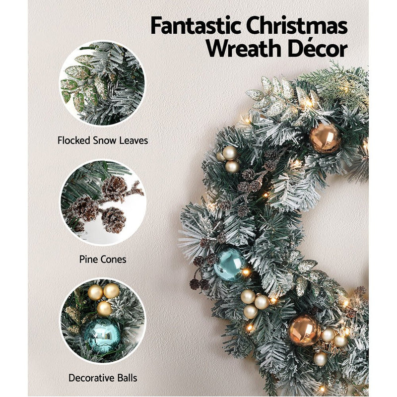 Pre Lit Frosted Snow Christmas Garland with Wreath Set - Occasions > Christmas - Rivercity House & Home Co. (ABN 18 642 972 209) - Affordable Modern Furniture Australia