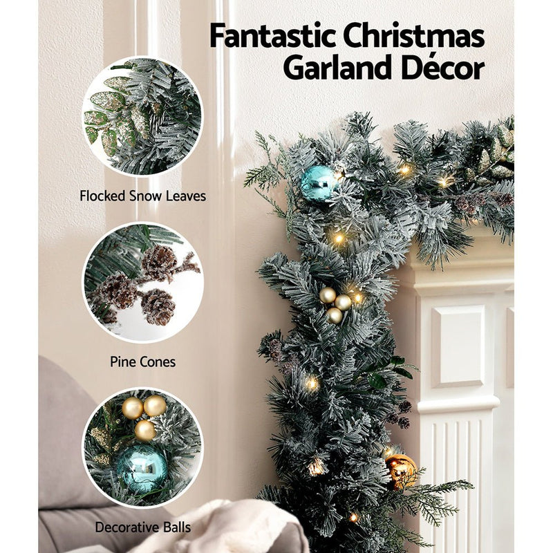 Pre Lit Frosted Snow Christmas Garland with Wreath Set - Occasions > Christmas - Rivercity House & Home Co. (ABN 18 642 972 209) - Affordable Modern Furniture Australia