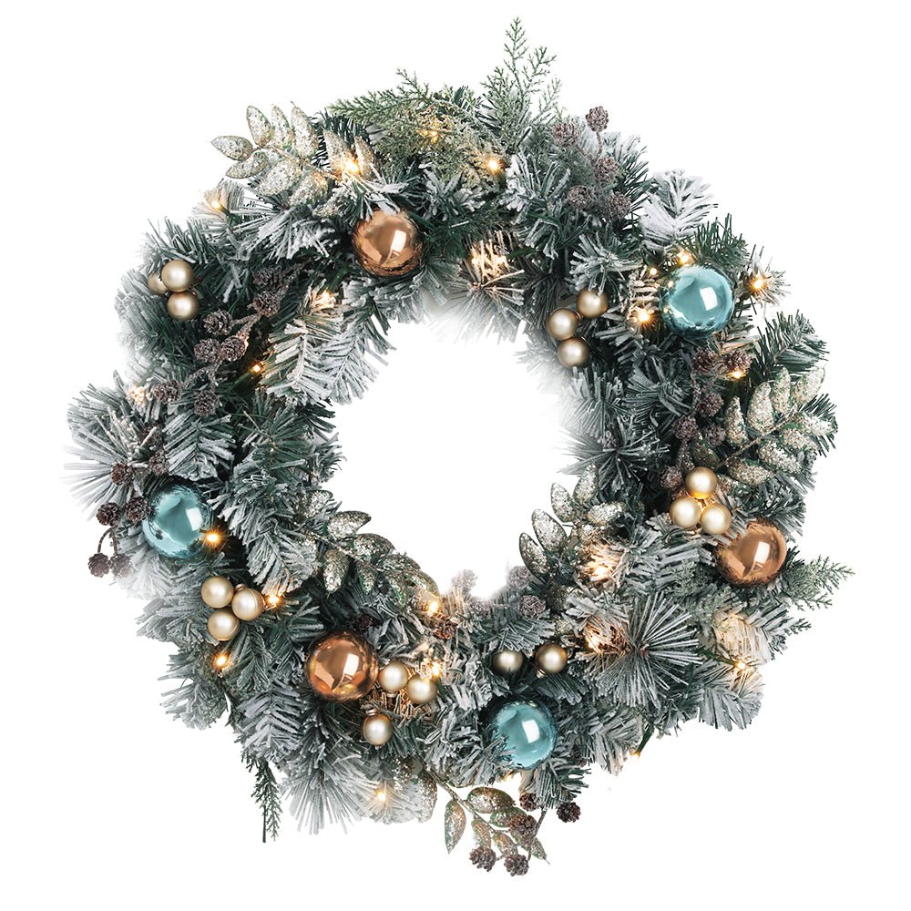 Christmas Wreath with Pre-Lit Lights Ornaments 60CM - Occasions > Christmas - Rivercity House & Home Co. (ABN 18 642 972 209) - Affordable Modern Furniture Australia
