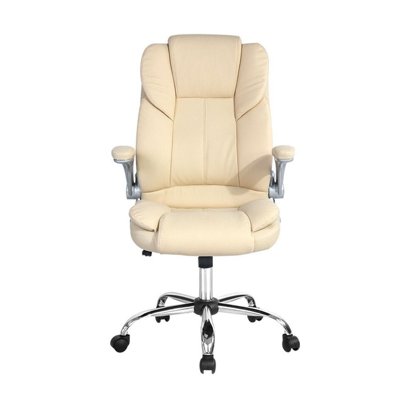 Kea Executive Office Chair Leather Beige - Rivercity House & Home Co. (ABN 18 642 972 209) - Affordable Modern Furniture Australia