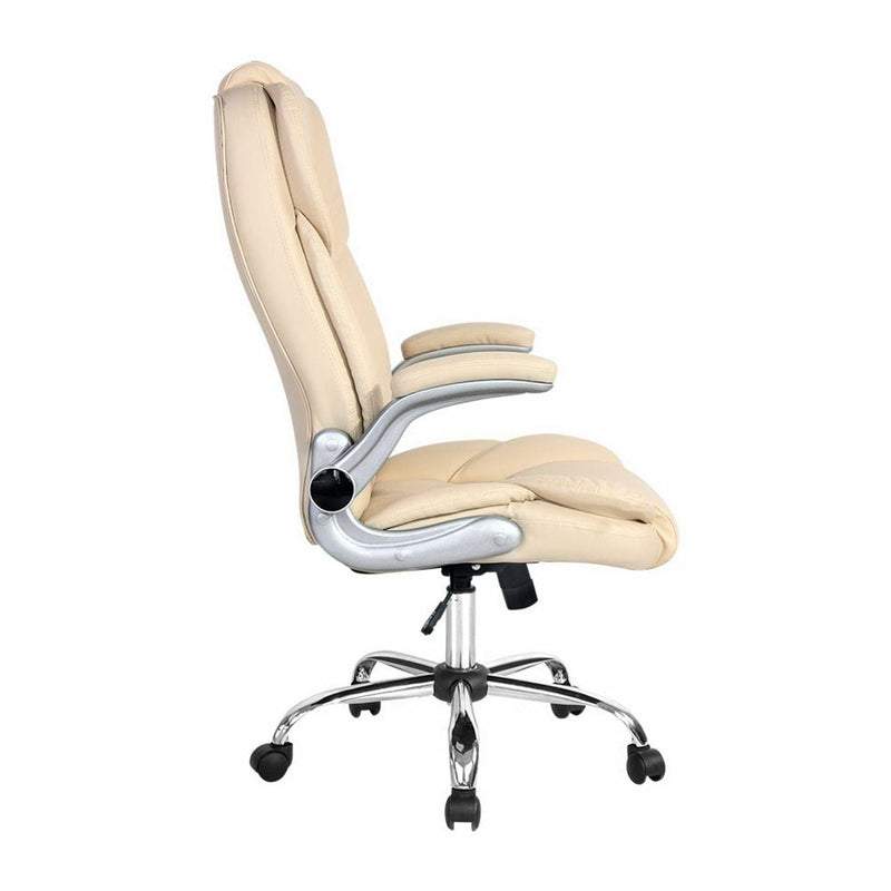 Kea Executive Office Chair Leather Beige - Rivercity House & Home Co. (ABN 18 642 972 209) - Affordable Modern Furniture Australia