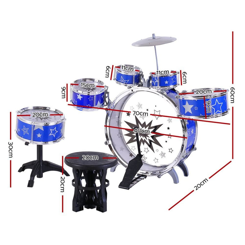 11 Piece Kids Drum Set - Baby & Kids > Toys - Rivercity House & Home Co. (ABN 18 642 972 209) - Affordable Modern Furniture Australia