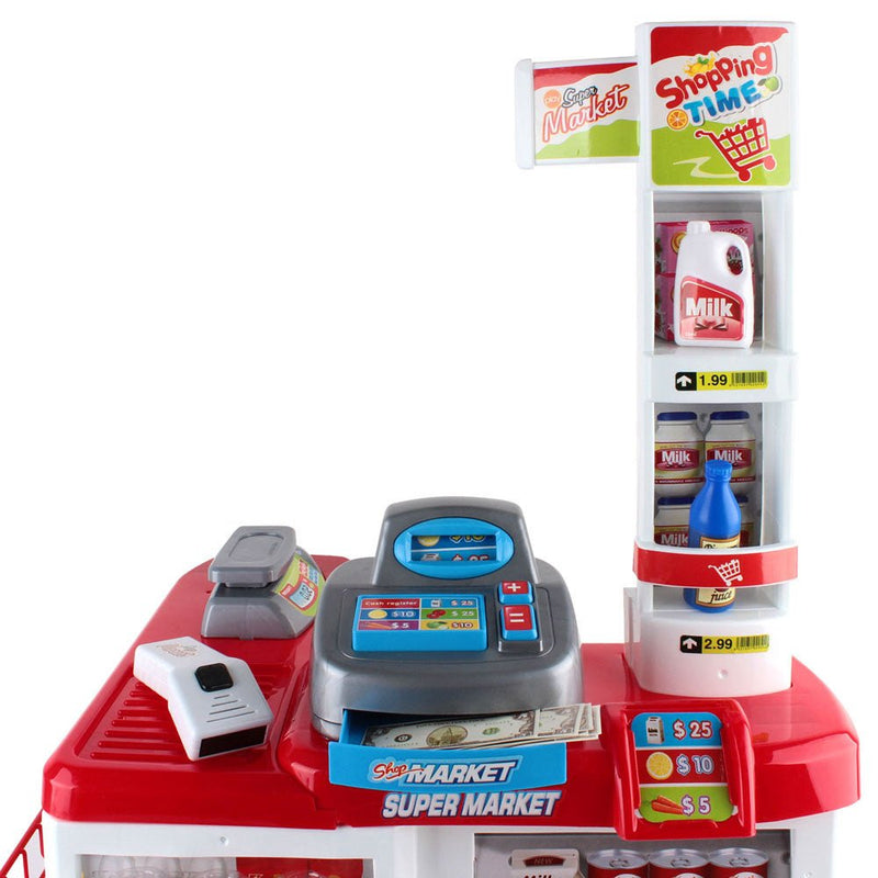 Keezi 24 Piece Kids Super Market Toy Set - Red & White - Baby & Kids > Toys - Rivercity House & Home Co. (ABN 18 642 972 209)