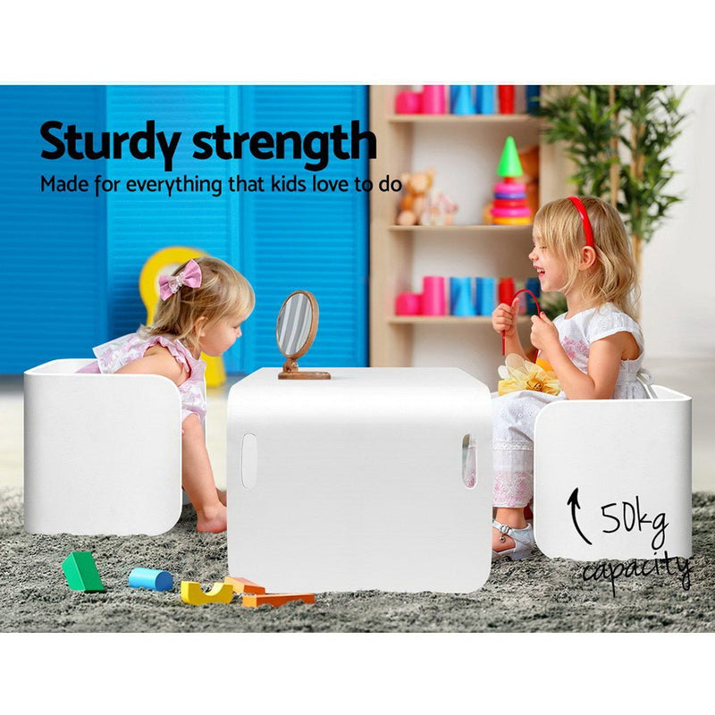 Keezi 3 PC Nordic Kids Table Chair Set White Desk Activity Compact Children - Baby & Kids > Kid's Furniture - Rivercity House & Home Co. (ABN 18 642 972 209)