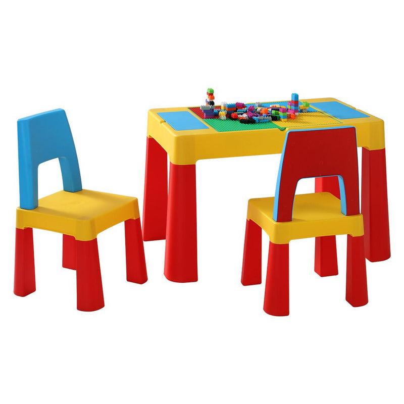 Keezi 3PCS Kids Table and Chairs Set Activity Toys Storage Box Desk Blocks - Baby & Kids > Kid's Furniture - Rivercity House & Home Co. (ABN 18 642 972 209)