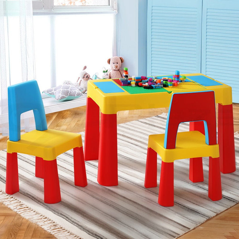 3PCS Kids Table and Chairs Set Activity Toys Storage Box Desk Blocks - Baby & Kids > Kid's Furniture - Rivercity House & Home Co. (ABN 18 642 972 209) - Affordable Modern Furniture Australia