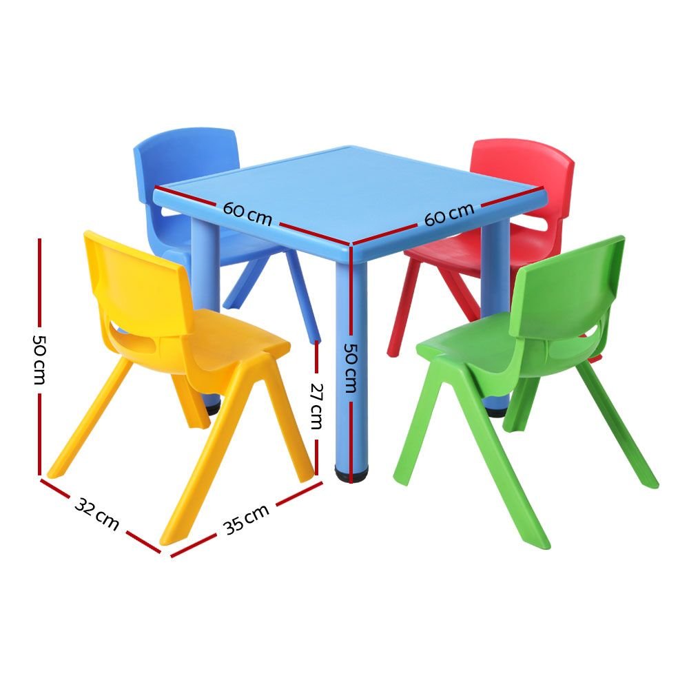 5 Piece Kids Table and Chair Set - Blue - Baby & Kids > Kid's Furniture - Rivercity House & Home Co. (ABN 18 642 972 209) - Affordable Modern Furniture Australia