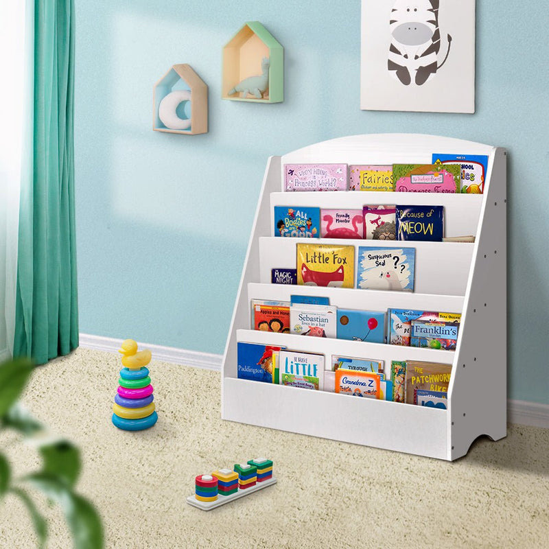 Keezi 5 Tiers Kids Bookshelf Magazine Shelf Organiser Bookcase Display Rack White - Baby & Kids > Kid's Furniture - Rivercity House & Home Co. (ABN 18 642 972 209)