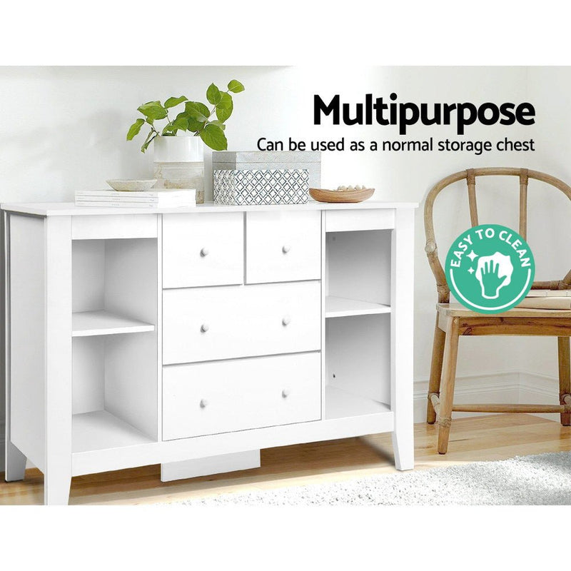 Keezi Baby Change Table Tall boy Drawers Dresser Chest Storage Cabinet White - Baby & Kids > Kid's Furniture - Rivercity House & Home Co. (ABN 18 642 972 209)