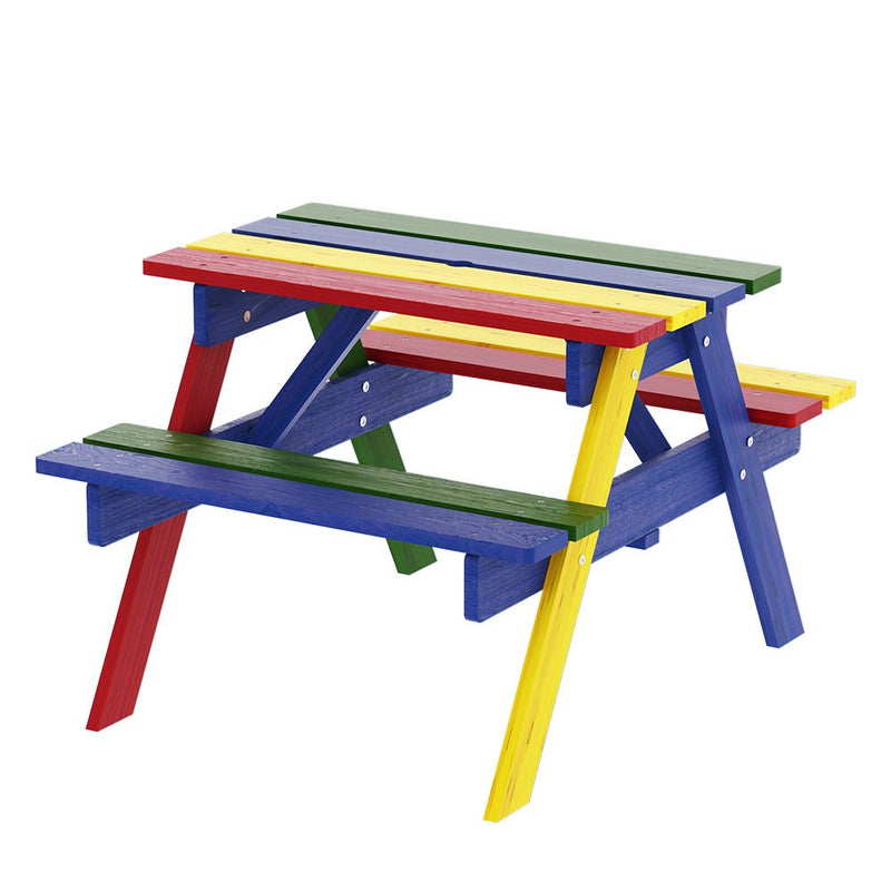 Kids Outdoor Table and Chairs Picnic Bench Seat Umbrella Colourful Wooden - Baby & Kids > Kid's Furniture - Rivercity House & Home Co. (ABN 18 642 972 209) - Affordable Modern Furniture Australia