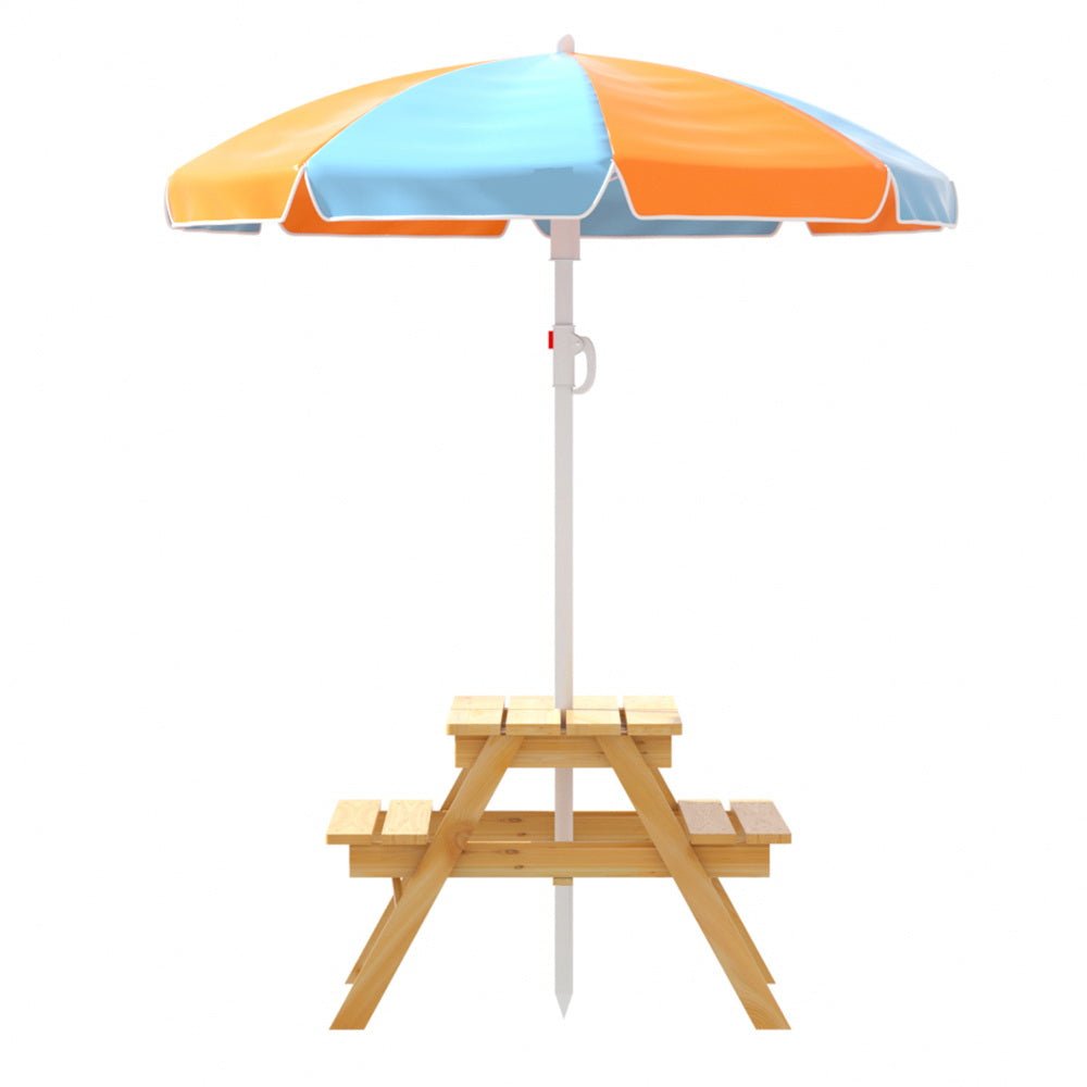 Kids Outdoor Table and Chairs Picnic Bench Set Umbrella Water Sand Pit Box - Baby & Kids > Kid's Furniture - Rivercity House & Home Co. (ABN 18 642 972 209) - Affordable Modern Furniture Australia