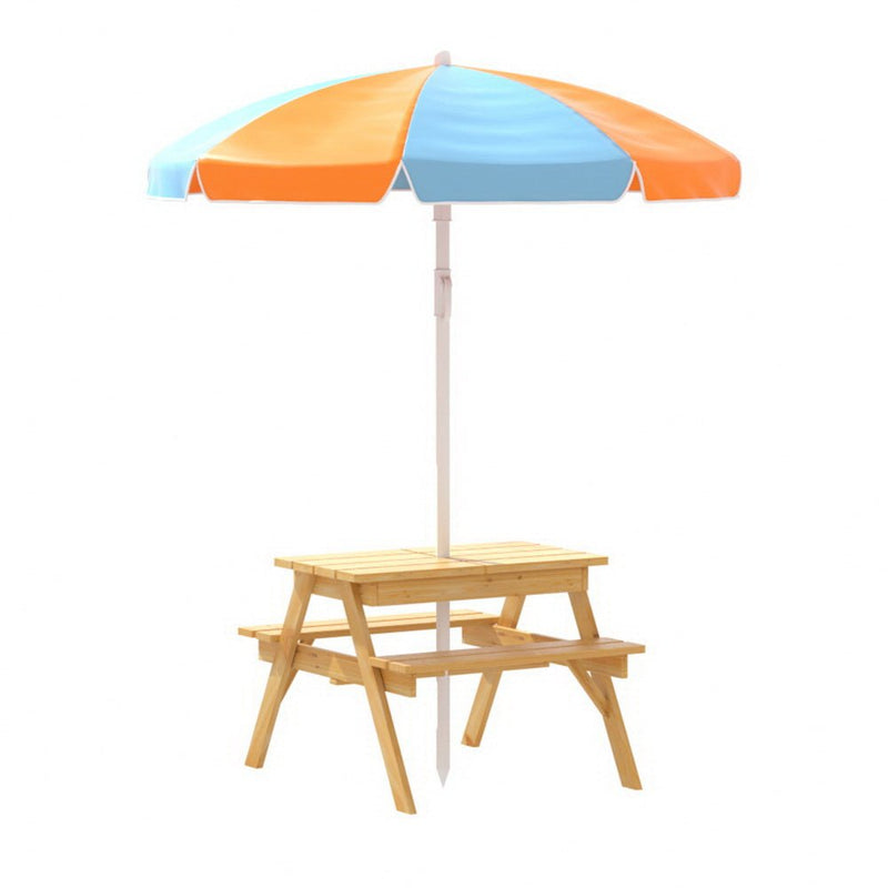 Kids Outdoor Table and Chairs Picnic Bench Set Umbrella Water Sand Pit Box - Baby & Kids > Kid's Furniture - Rivercity House & Home Co. (ABN 18 642 972 209) - Affordable Modern Furniture Australia