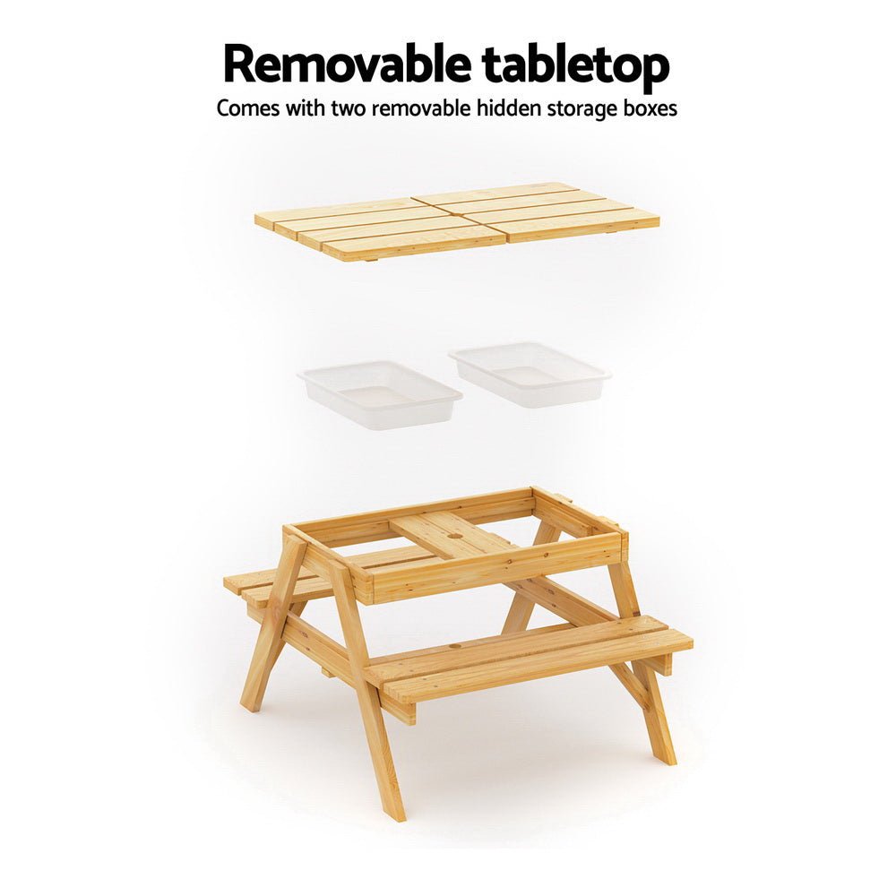 Kids Outdoor Table and Chairs Picnic Bench Set Umbrella Water Sand Pit Box - Baby & Kids > Kid's Furniture - Rivercity House & Home Co. (ABN 18 642 972 209) - Affordable Modern Furniture Australia