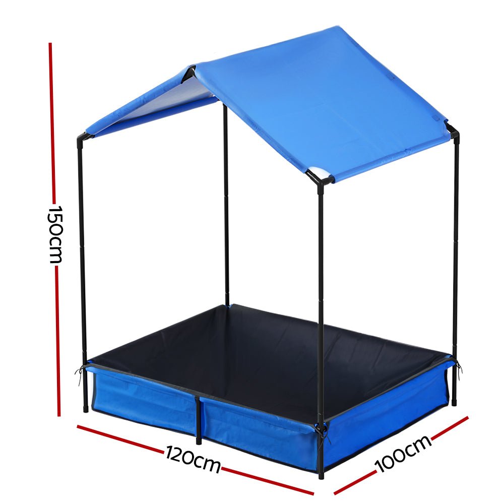 Keezi Kids Sandpit Metal Sandbox Sand Pit with Canopy Cover Outdoor Toys 120cm - Baby & Kids > Toys - Rivercity House & Home Co. (ABN 18 642 972 209) - Affordable Modern Furniture Australia
