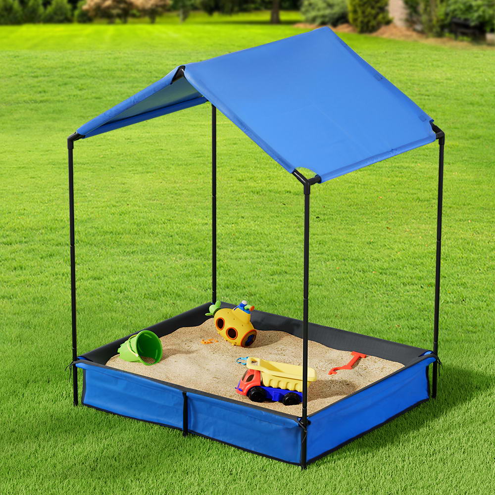 Keezi Kids Sandpit Metal Sandbox Sand Pit with Canopy Cover Outdoor Toys 120cm - Baby & Kids > Toys - Rivercity House & Home Co. (ABN 18 642 972 209) - Affordable Modern Furniture Australia