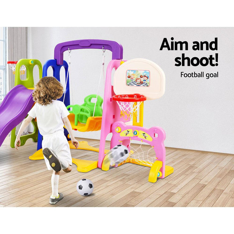 Kids 7-in-1 Slide Swing with Basketball Hoop - Rivercity House & Home Co. (ABN 18 642 972 209) - Affordable Modern Furniture Australia