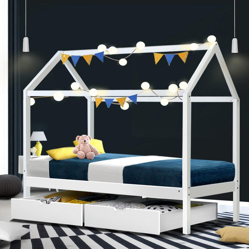 Kids Bali Wooden Single Bed Frame White - Furniture > Bedroom - Rivercity House & Home Co. (ABN 18 642 972 209) - Affordable Modern Furniture Australia