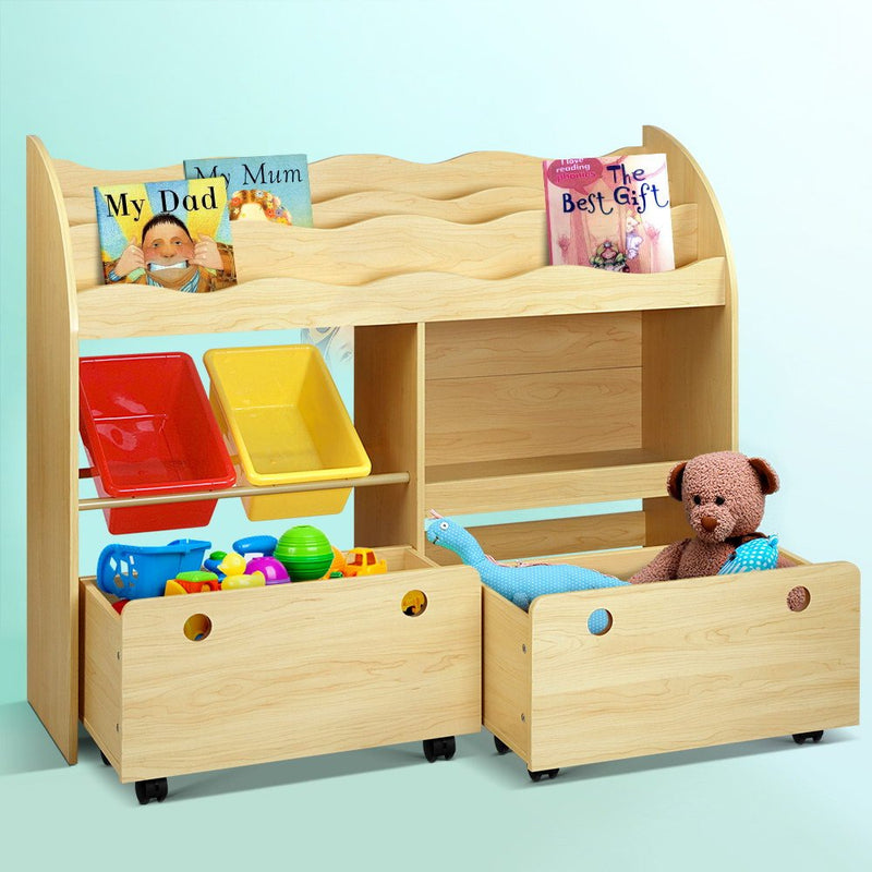 Kids Bookshelf Children Bookcase Toy Storage Box Organiser Display Rack - Baby & Kids > Kid's Furniture - Rivercity House & Home Co. (ABN 18 642 972 209)