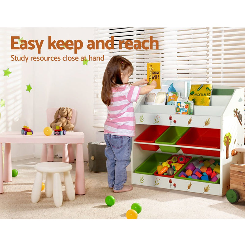 Kids Bookshelf Toy Box Organiser Children 6 Bins Display Shelf Storage Box - Baby & Kids > Kid's Furniture - Rivercity House & Home Co. (ABN 18 642 972 209) - Affordable Modern Furniture Australia