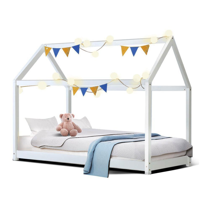 Kids Casa Wooden Single Bed Frame White - Furniture > Bedroom - Rivercity House And Home Co.