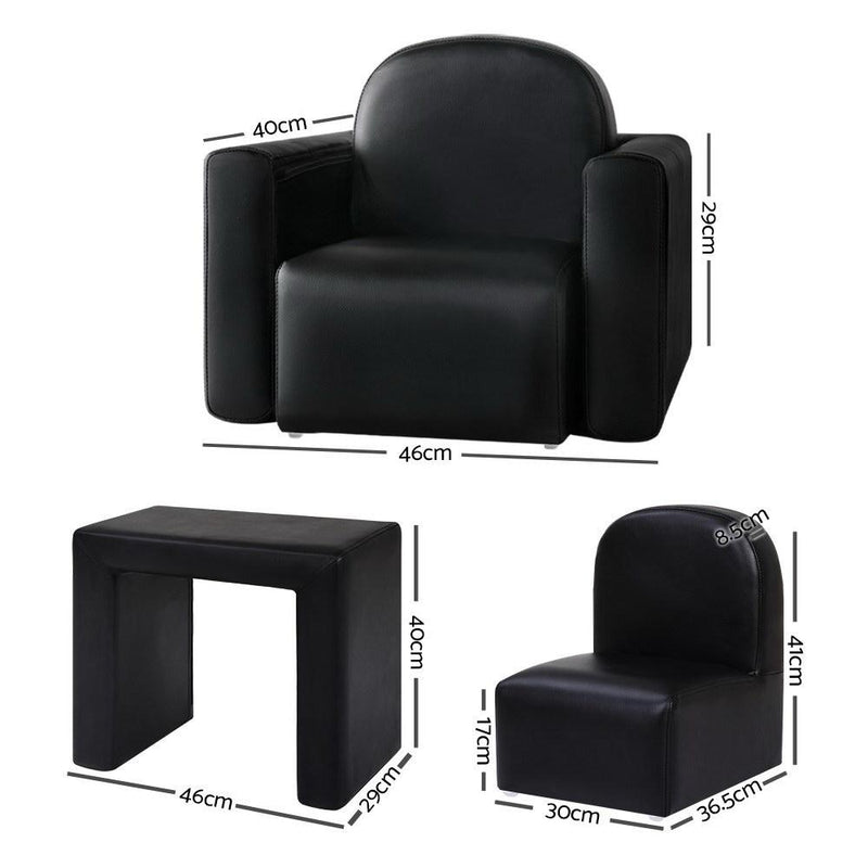 Kids Chair Sofa Recliner Children Table Desk Armchair Leather Couch Black - Baby & Kids - Rivercity House & Home Co. (ABN 18 642 972 209) - Affordable Modern Furniture Australia