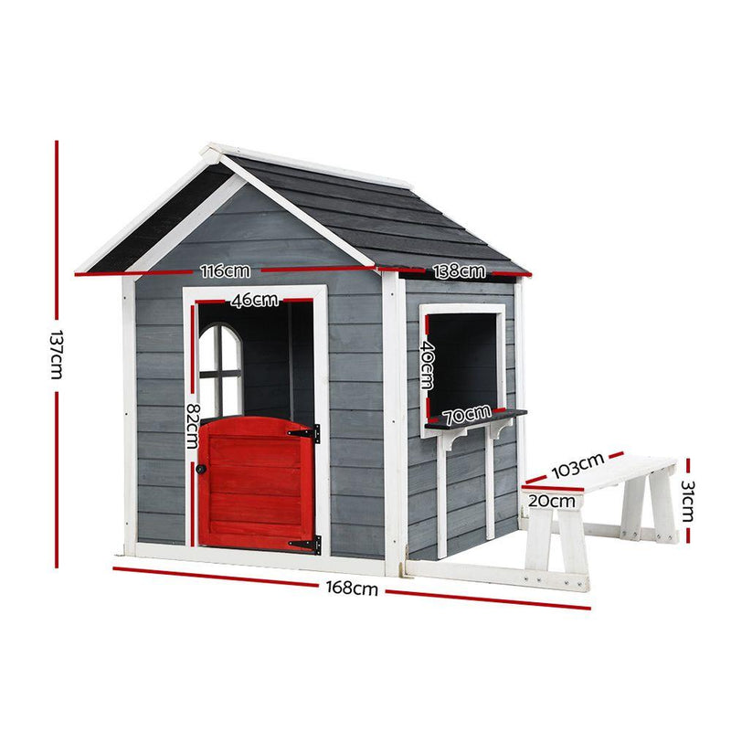 Kids Cubby House Outdoor Pretend Play Bench Wooden Playhouse Childrens - Baby & Kids - Rivercity House & Home Co. (ABN 18 642 972 209) - Affordable Modern Furniture Australia