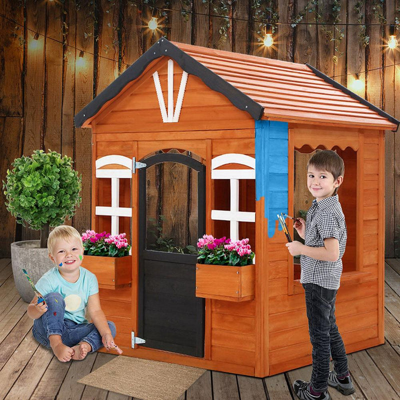 Kids Cubby House Wooden Outdoor Playhouse Timber Childrens Pretend Play - Baby & Kids - Rivercity House & Home Co. (ABN 18 642 972 209) - Affordable Modern Furniture Australia