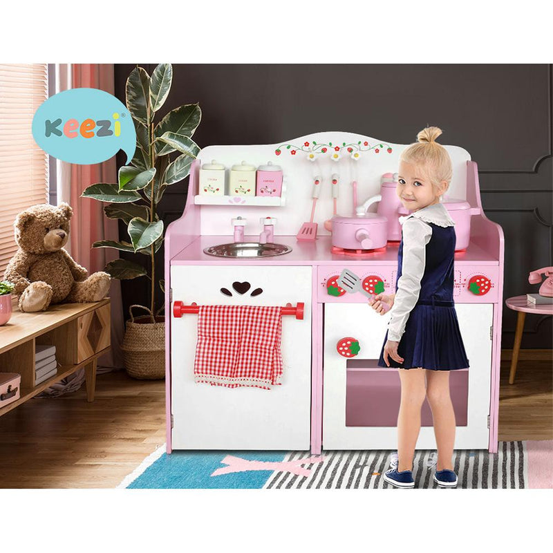 Kids Kitchen Play Set - Pink - Rivercity House & Home Co. (ABN 18 642 972 209) - Affordable Modern Furniture Australia