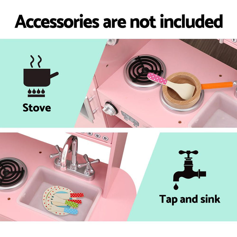 Kids Kitchen Set Pretend Play Food Sets Childrens Utensils Wooden Toy Pink - Rivercity House & Home Co. (ABN 18 642 972 209) - Affordable Modern Furniture Australia