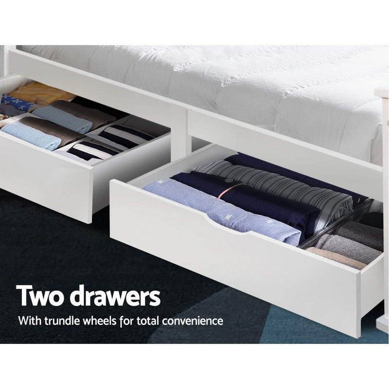 Kids Rio Single Storage Bed With Drawers White - Rivercity House & Home Co. (ABN 18 642 972 209) - Affordable Modern Furniture Australia