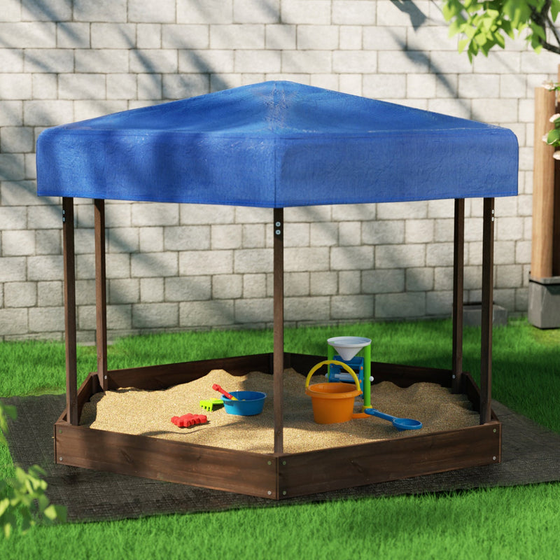 Kids Sandpit Wooden Hexagon Sand Pit with Canopy Outdoor Beach Toys 182cm - Auto Accessories > Auto Accessories Others - Rivercity House & Home Co. (ABN 18 642 972 209) - Affordable Modern Furniture Australia