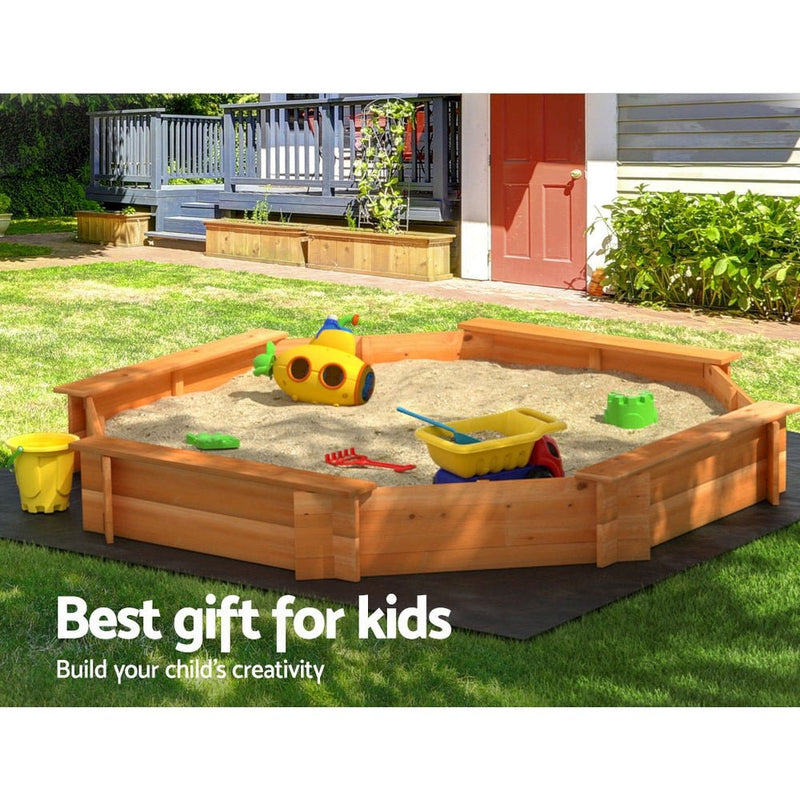 Kids Sandpit Wooden Play Large Round Outdoor Sand Pit Box with Cover 182cm - Baby & Kids > Toys - Rivercity House & Home Co. (ABN 18 642 972 209)