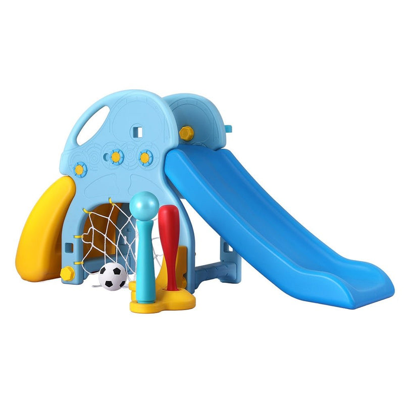 Kids Slide Set Baseball Bat Basketball Hoop Outdoor Playground 120cm Blue - Baby & Kids > Toys - Rivercity House & Home Co. (ABN 18 642 972 209) - Affordable Modern Furniture Australia