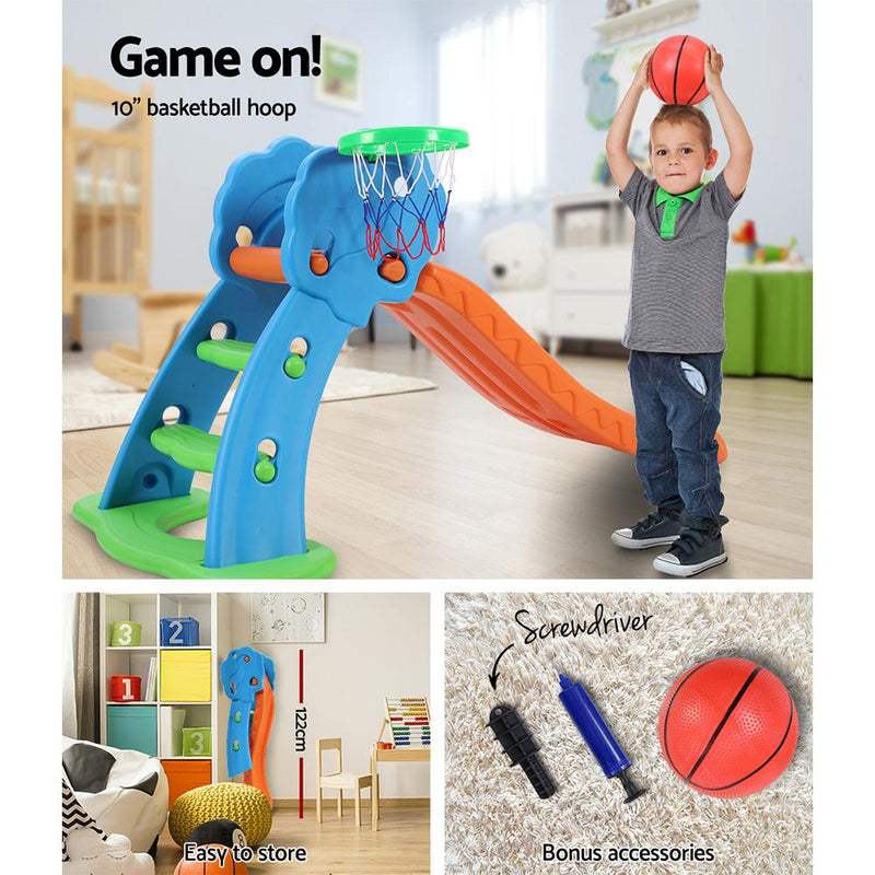 Kids Slide with Basketball Hoop with Ladder Base Outdoor Indoor Playground Toddler Play - Rivercity House & Home Co. (ABN 18 642 972 209) - Affordable Modern Furniture Australia