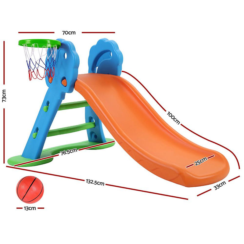 Kids Slide with Basketball Hoop with Ladder Base Outdoor Indoor Playground Toddler Play - Rivercity House & Home Co. (ABN 18 642 972 209) - Affordable Modern Furniture Australia
