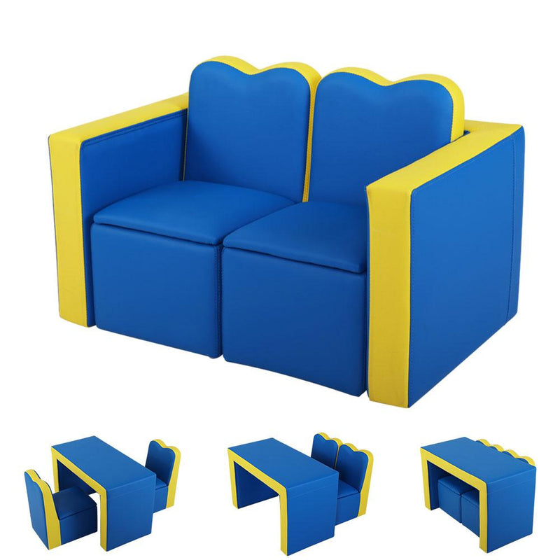 Kids Sofa Armchair Children Table Chair Couch PU Padded Blue Storage Space - Baby & Kids - Rivercity House & Home Co. (ABN 18 642 972 209) - Affordable Modern Furniture Australia