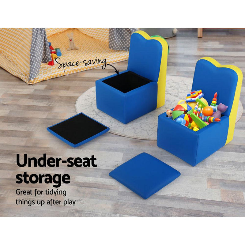 Kids Sofa Armchair Children Table Chair Couch PU Padded Blue Storage Space - Baby & Kids - Rivercity House & Home Co. (ABN 18 642 972 209) - Affordable Modern Furniture Australia