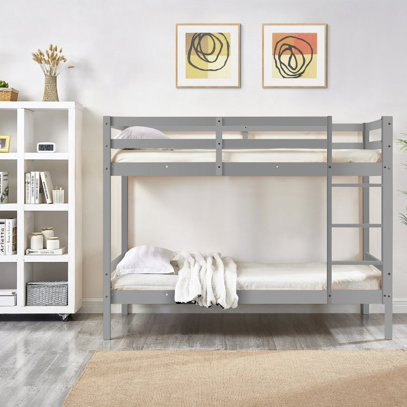 Kids Solid Pinewood Single Bunk Bed Dark Grey - Baby & Kids > Kids Furniture - Rivercity House & Home Co. (ABN 18 642 972 209) - Affordable Modern Furniture Australia