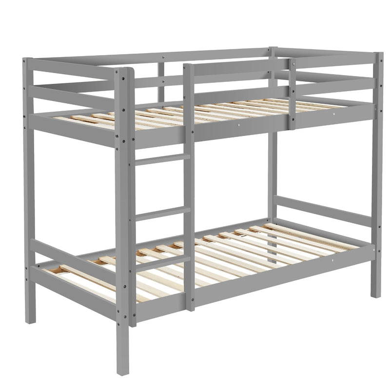 Kids Solid Pinewood Single Bunk Bed Dark Grey - Baby & Kids > Kids Furniture - Rivercity House & Home Co. (ABN 18 642 972 209) - Affordable Modern Furniture Australia